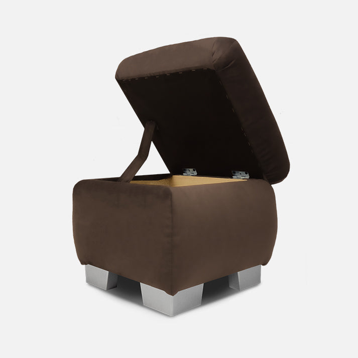 stilingas rudas pufikas tinkantis prie minksto kampo