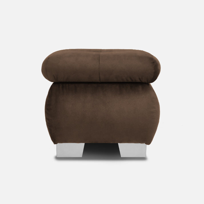 stilingas rudas pufikas tinkantis prie minksto kampo