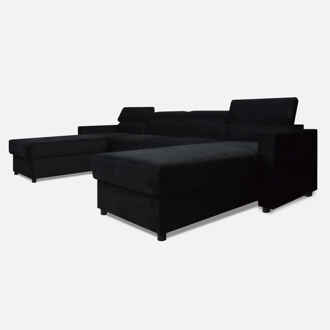 stilingas juodas minkstas kampas, skirtas sliono interjero dizainui u formos