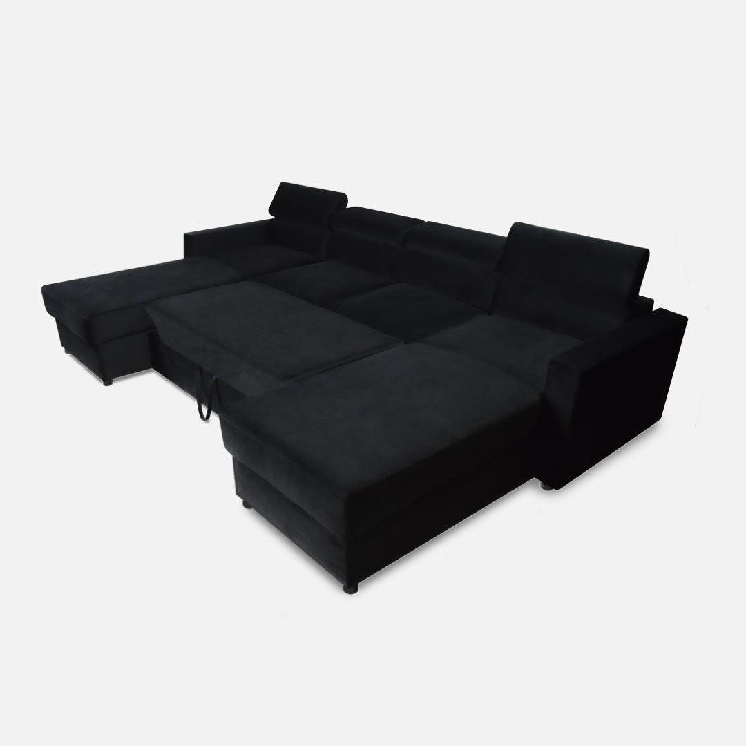 stilingas juodas minkstas kampas, skirtas sliono interjero dizainui u formos