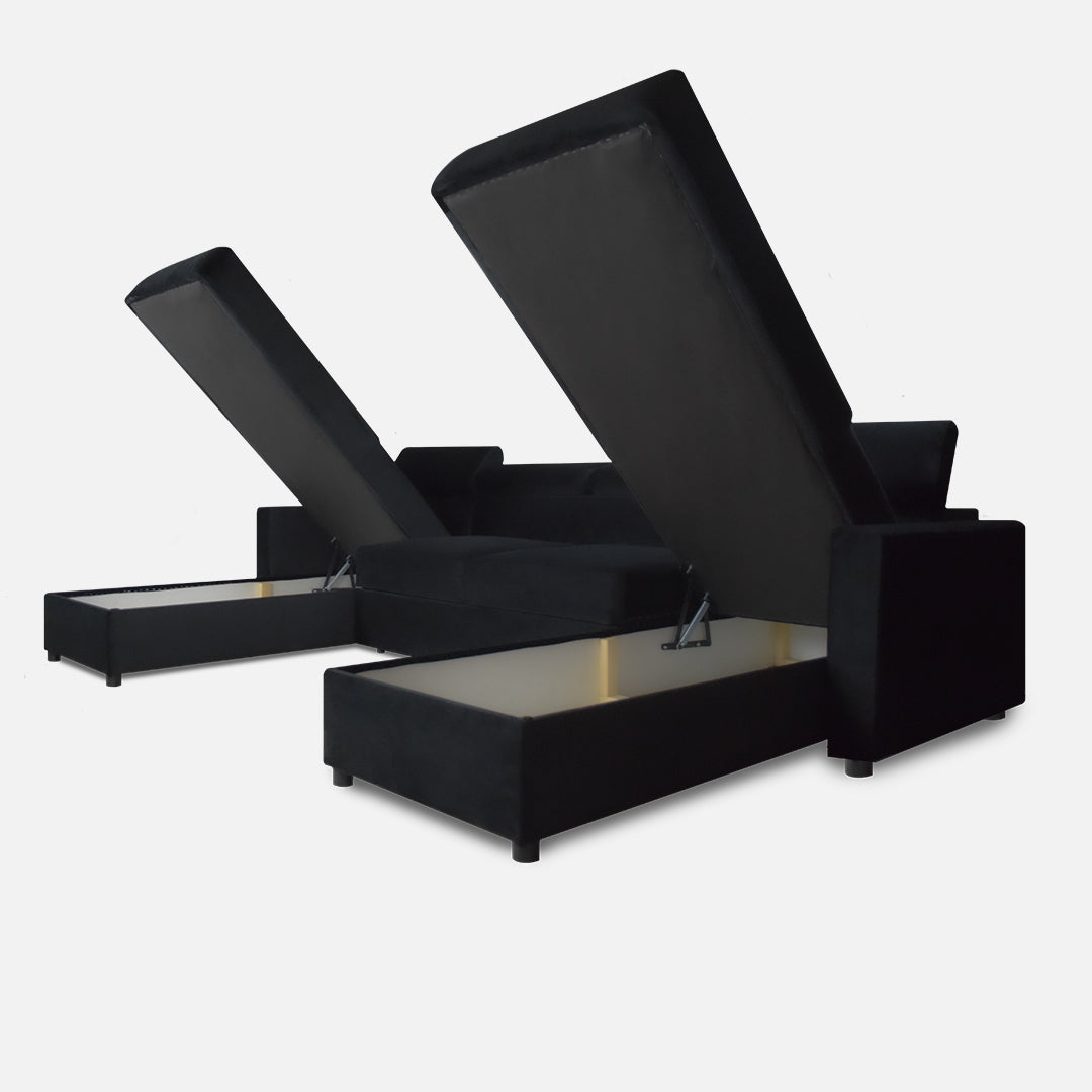 stilingas juodas minkstas kampas, skirtas sliono interjero dizainui u formos