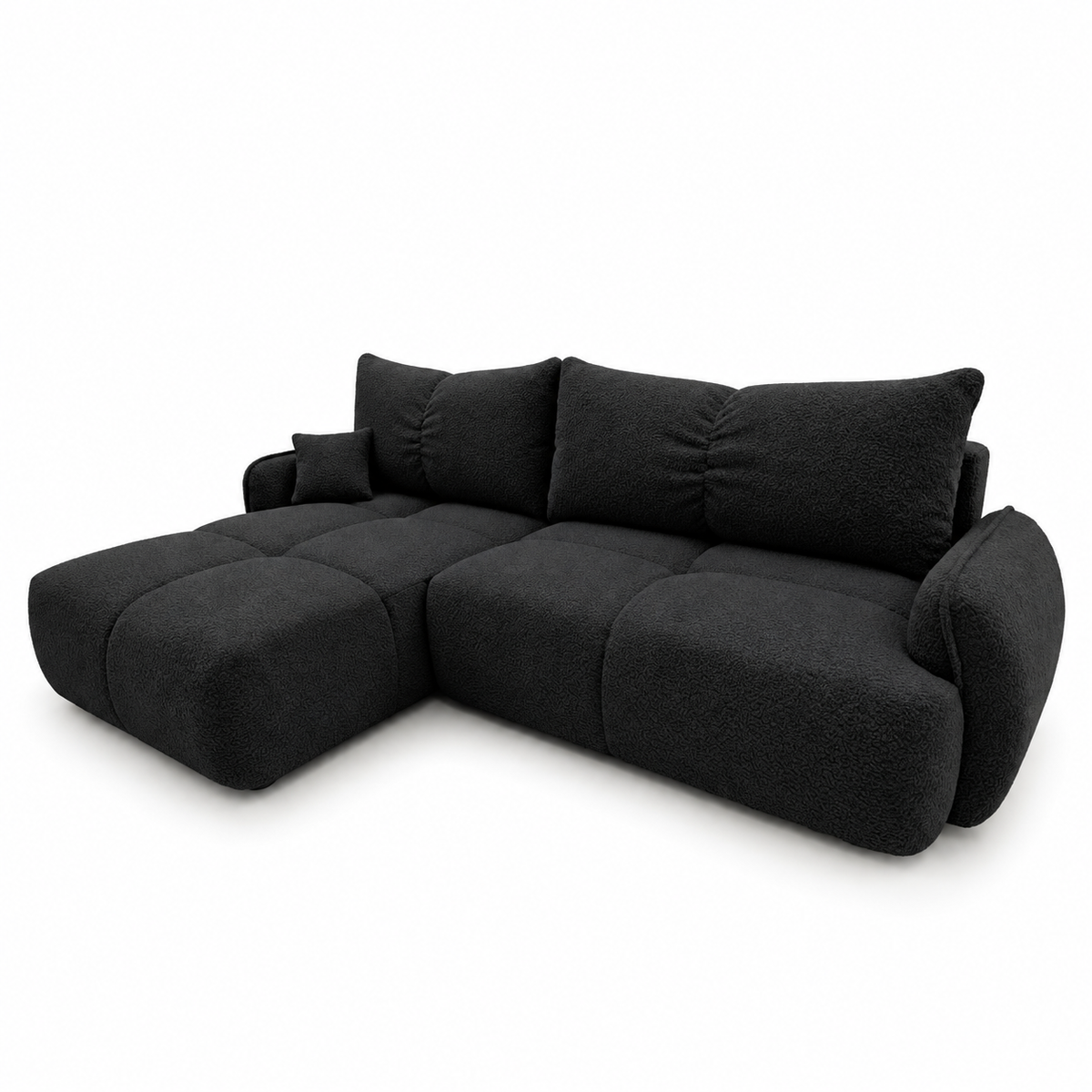 Minkštas kampas LOBINO su miego funkcija – CORAL 60 – kairinis kampas – vaizdas kitu kampu #spalva_coral 60