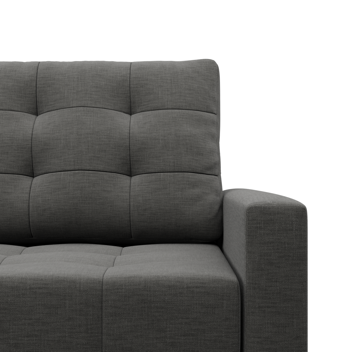 Sofa ELMA, 152 cm – LUX 06 · Tamsiai pilka – apmušalų ir konstrukcijos detalė #spalva_lux 06 · tamsiai pilka