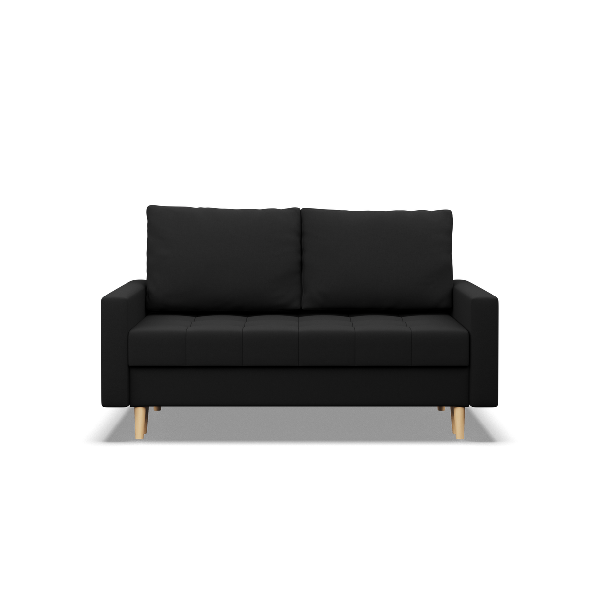 Sofa ELMA, 152 cm – LUX 23 · Juoda – vaizdas iš priekio #spalva_lux 23 · juoda