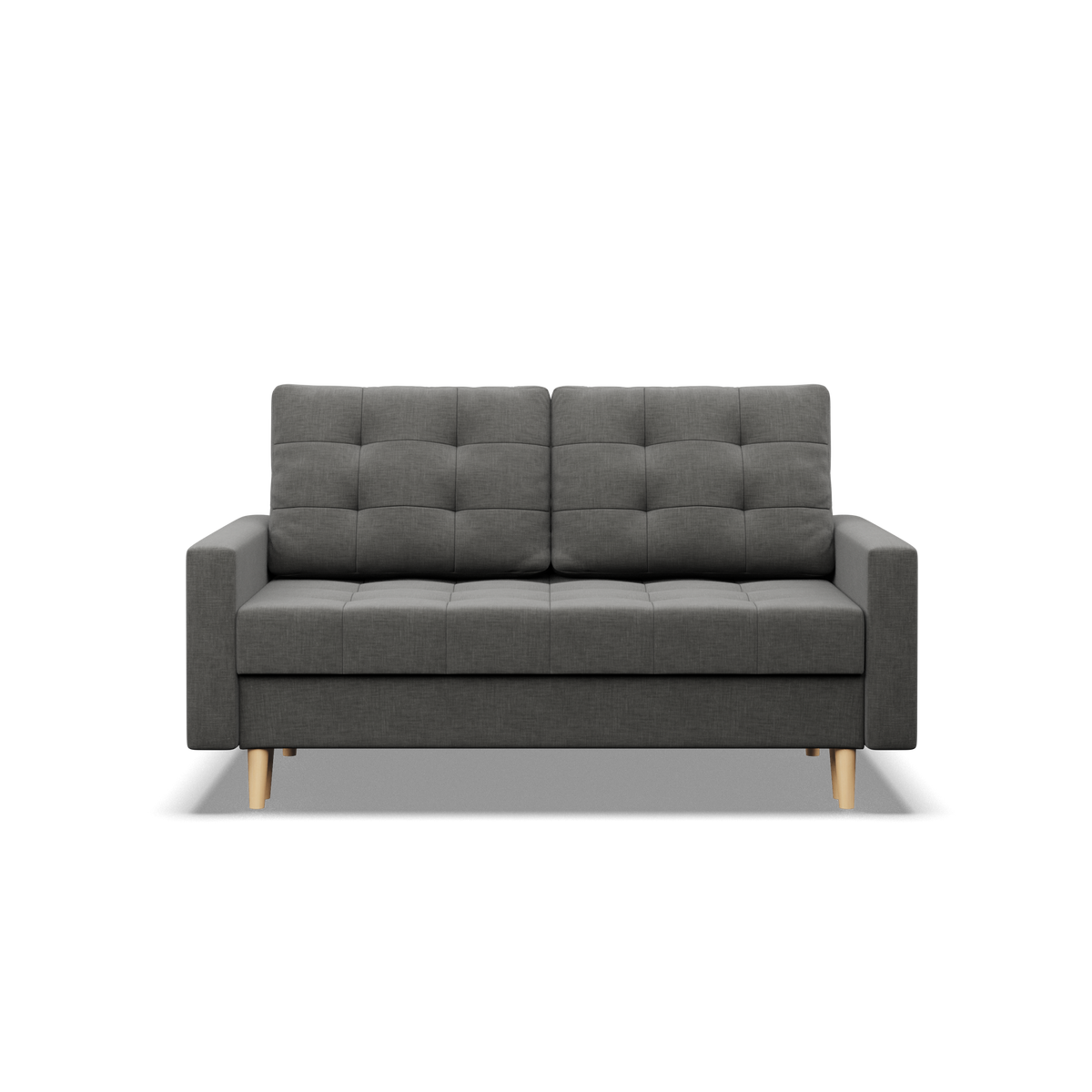 Sofa ELMA, 152 cm – LUX 06 · Tamsiai pilka – vaizdas iš priekio #spalva_lux 06 · tamsiai pilka