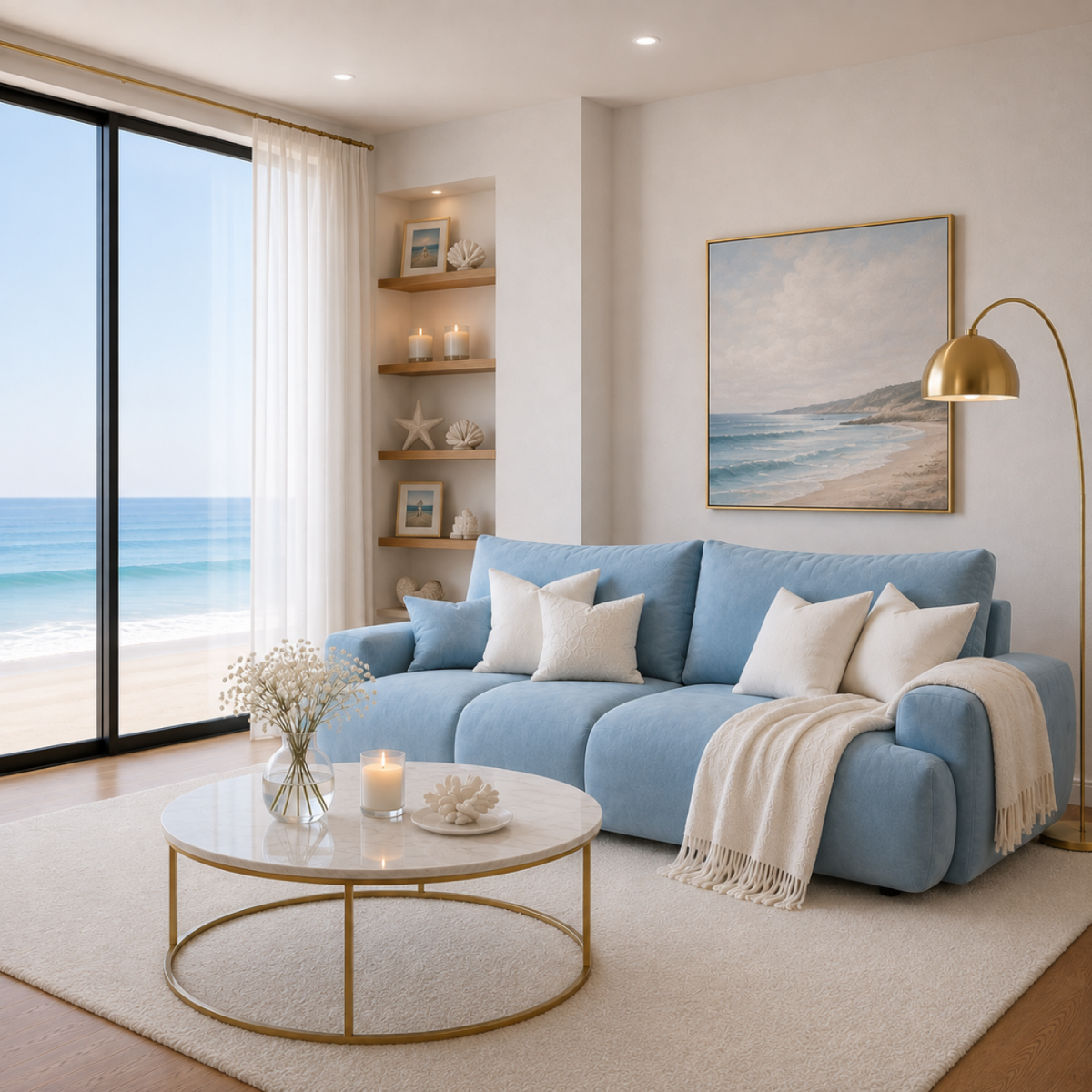 Sofa-lova BALIMO – CLOUD 71 · Šviesiai mėlyna – sofa interjere #spalva_cloud 71 · šviesiai mėlyna