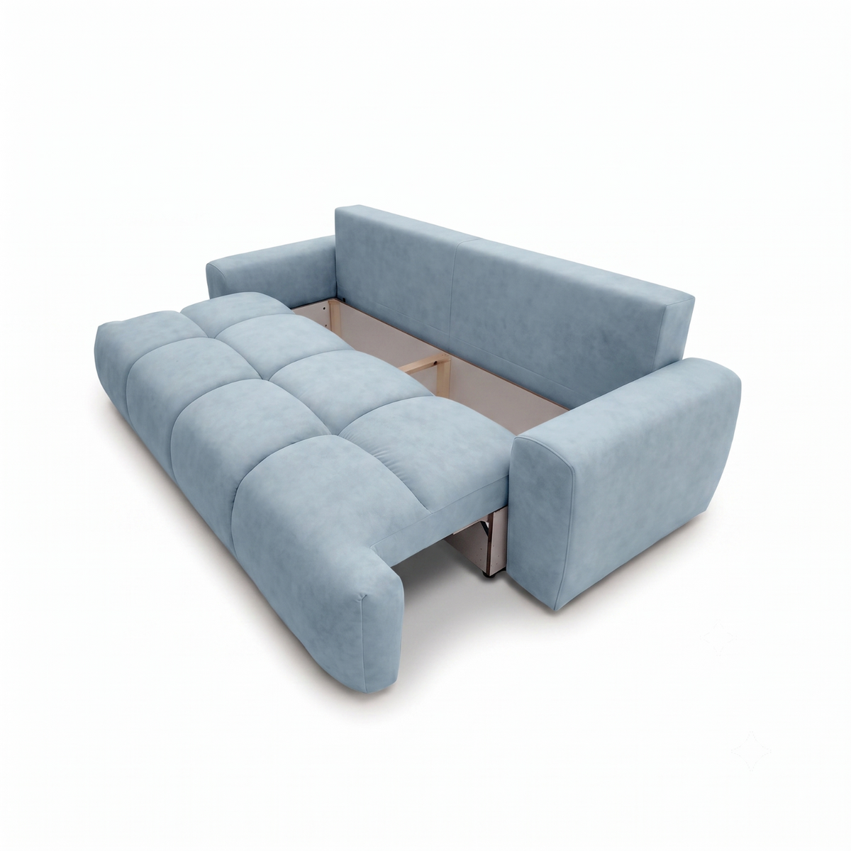 Sofa-lova BALIMO – CLOUD 71 · Šviesiai mėlyna – atverta patalynės dėžė #spalva_cloud 71 · šviesiai mėlyna