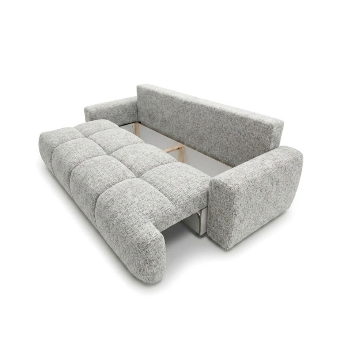 Sofa-lova BALIMO – BELLA 65 · Šviesiai pilka – atverta patalynės dėžė #spalva_bella 65 · šviesiai pilka
