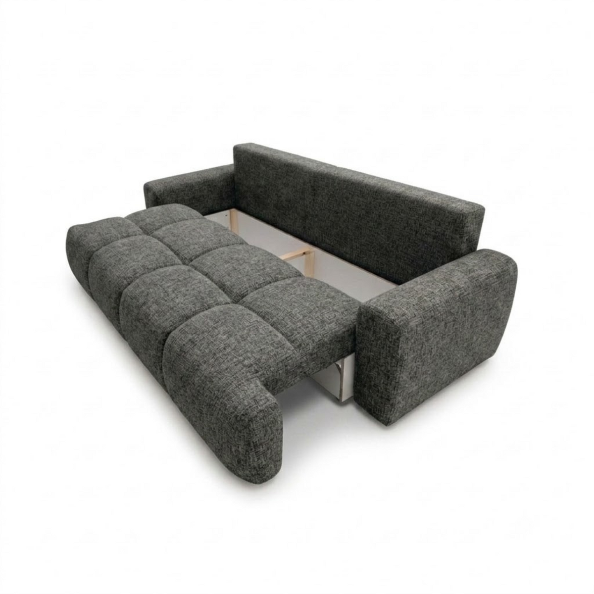 Sofa-lova BALIMO – BELLA 20 · Tamsiai pilka – atverta patalynės dėžė #spalva_bella 20 · tamsiai pilka