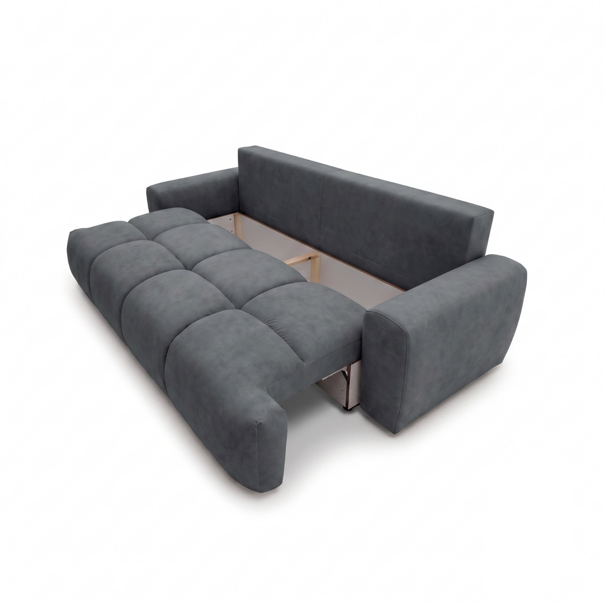 Sofa-lova BALIMO – CLOUD 91 · Tamsiai pilka – atverta patalynės dėžė #spalva_cloud 91 · tamsiai pilka