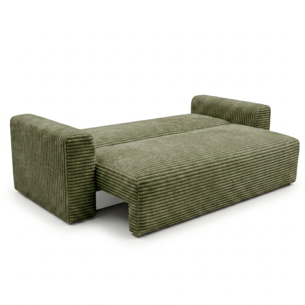 Sofa CALIDA – TILIA 37 · Šviesiai žalia – išskleista miegamoji dalis #spalva_tilia 37 · šviesiai žalia