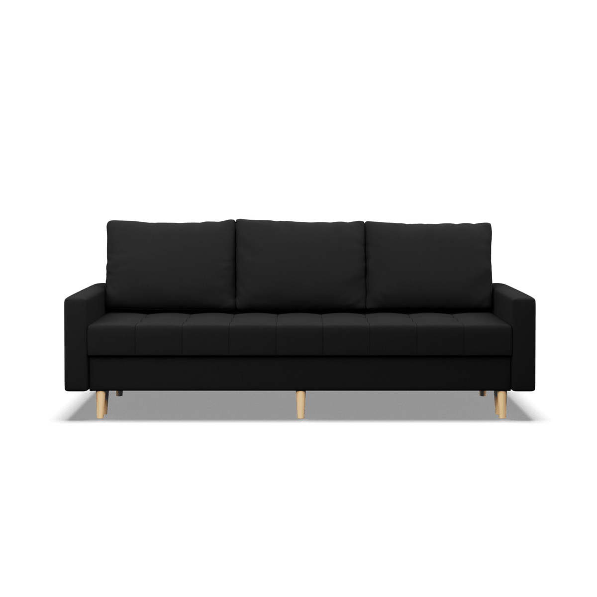 Sofa lova RIALTO trivietė – LUX 23 · Juoda – vaizdas iš priekio #spalva_lux 23 · juoda