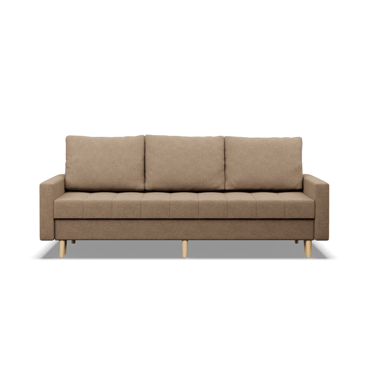 Sofa lova RIALTO trivietė – LUX 02 · Kapučino – vaizdas iš priekio #spalva_lux 02 · kapučino