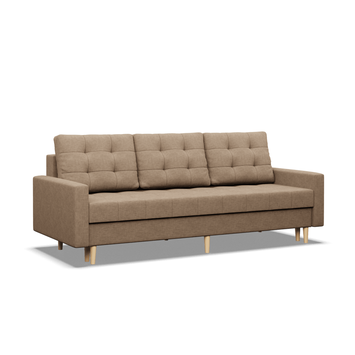 Sofa lova RIALTO trivietė – LUX 02 · Kapučino – bendras vaizdas kitu kampu #spalva_lux 02 · kapučino