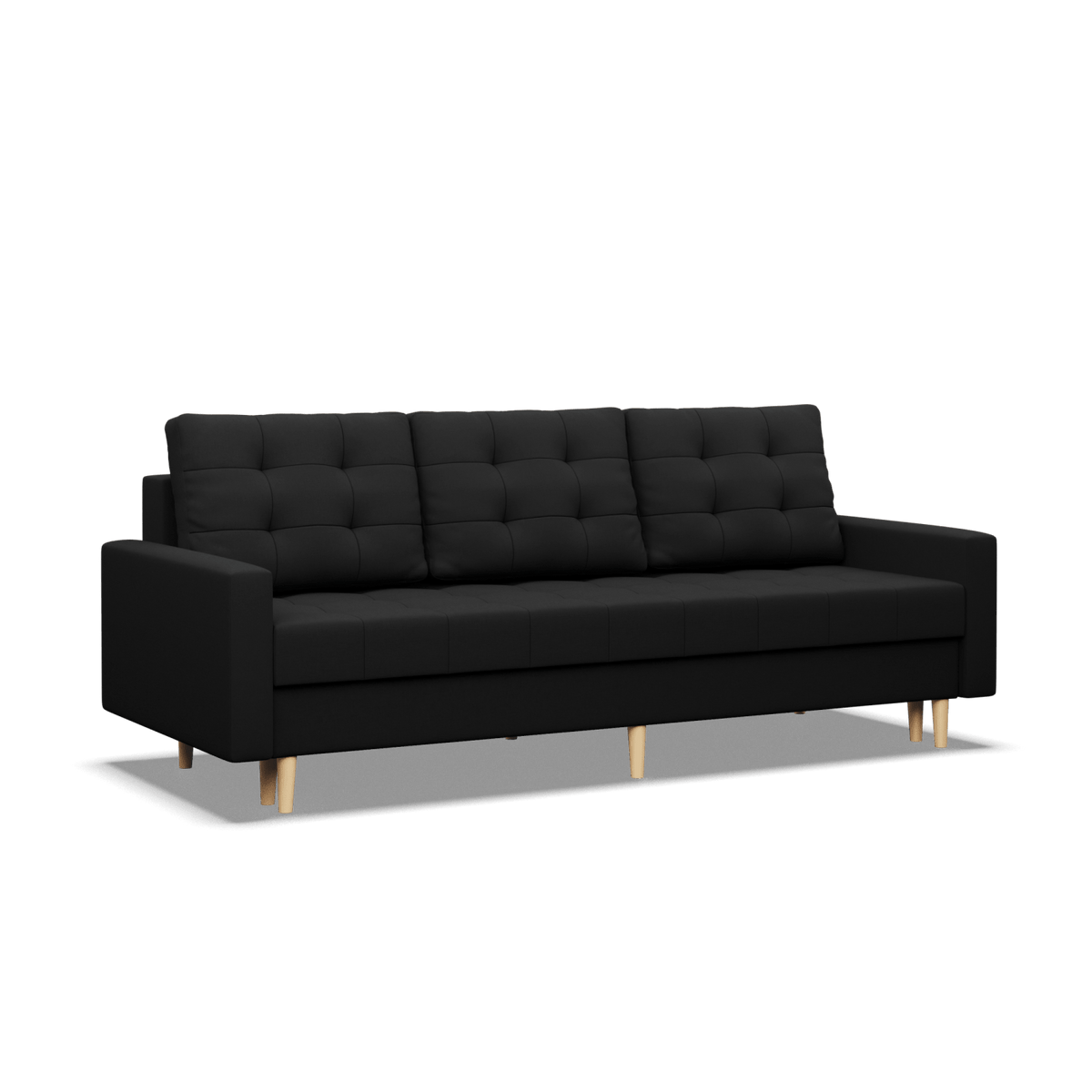 Sofa lova RIALTO trivietė – LUX 23 · Juoda – bendras vaizdas kitu kampu #spalva_lux 23 · juoda