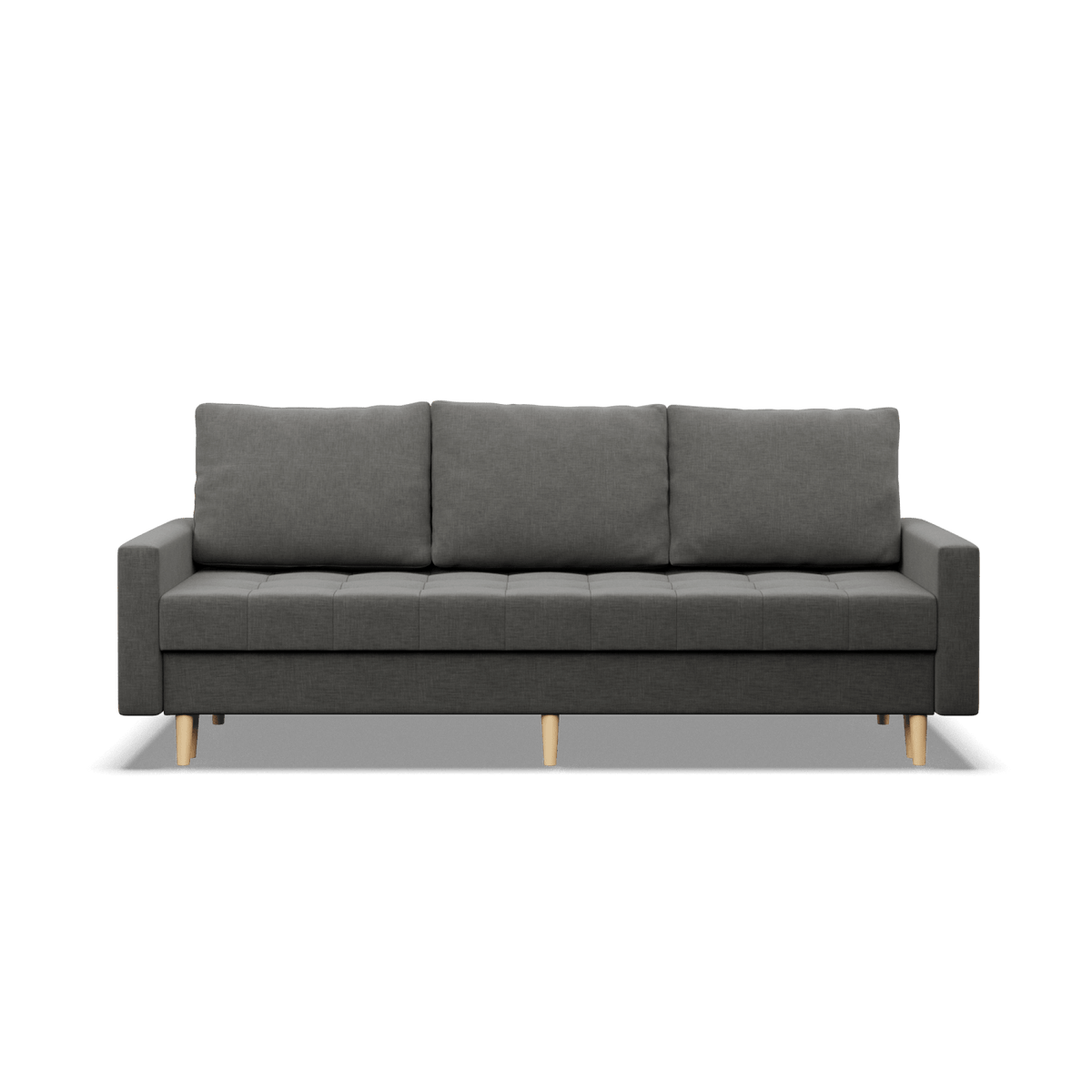 Sofa lova RIALTO trivietė – LUX 06 · Tamsiai pilka – vaizdas iš priekio #spalva_lux 06 · tamsiai pilka