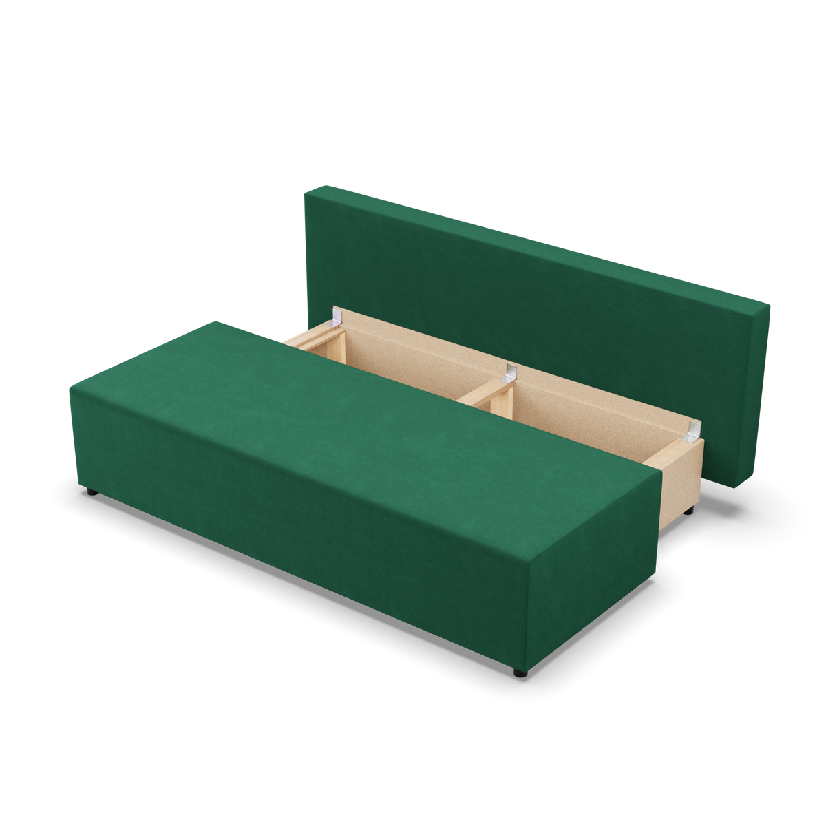 Sofa-lova FERMO – KRONOS 19 · Butelio žalia – atverta patalynės dėžė #spalva_kronos 19 · butelio žalia