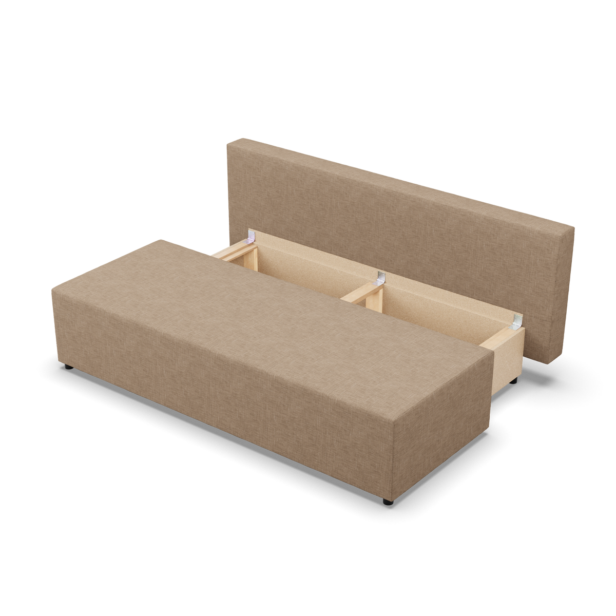 Sofa-lova FERMO – LUX 02 · Kapučino – atverta patalynės dėžė #spalva_lux 02 · kapučino