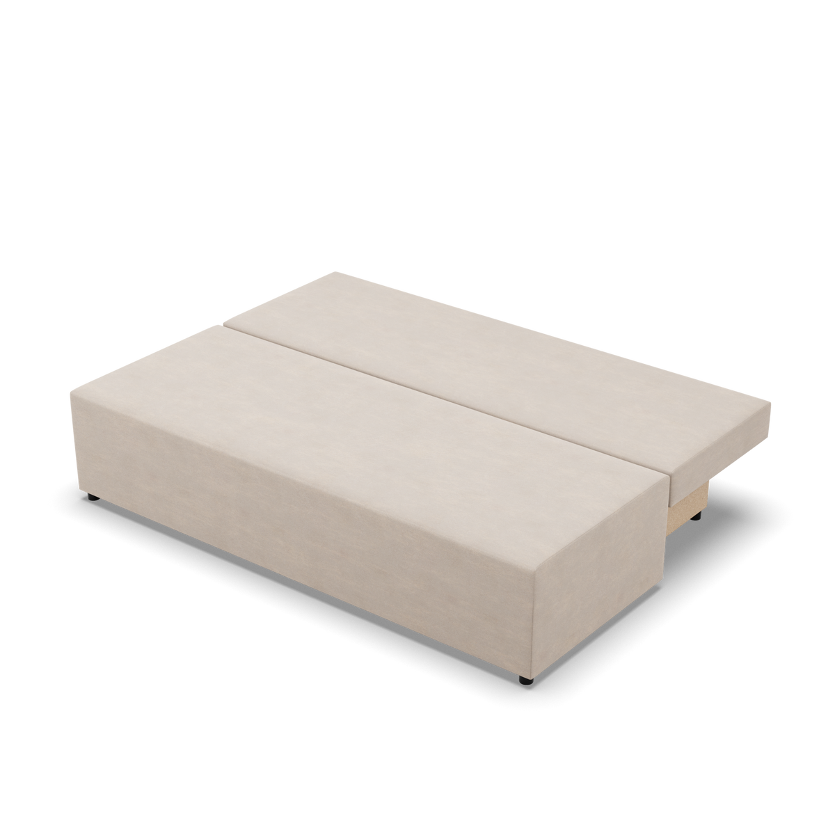 Sofa-lova FERMO – PAROS 02 · Smėlio – išskleista miegamoji dalis #spalva_paros 02 · smėlio