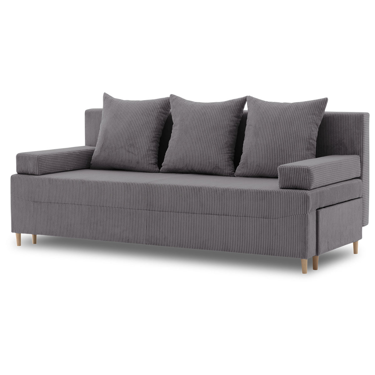 Sofa-lova FIREZE – POSO 022 · Tamsiai pilka – bendras vaizdas kitu kampu #spalva_poso 022 · tamsiai pilka