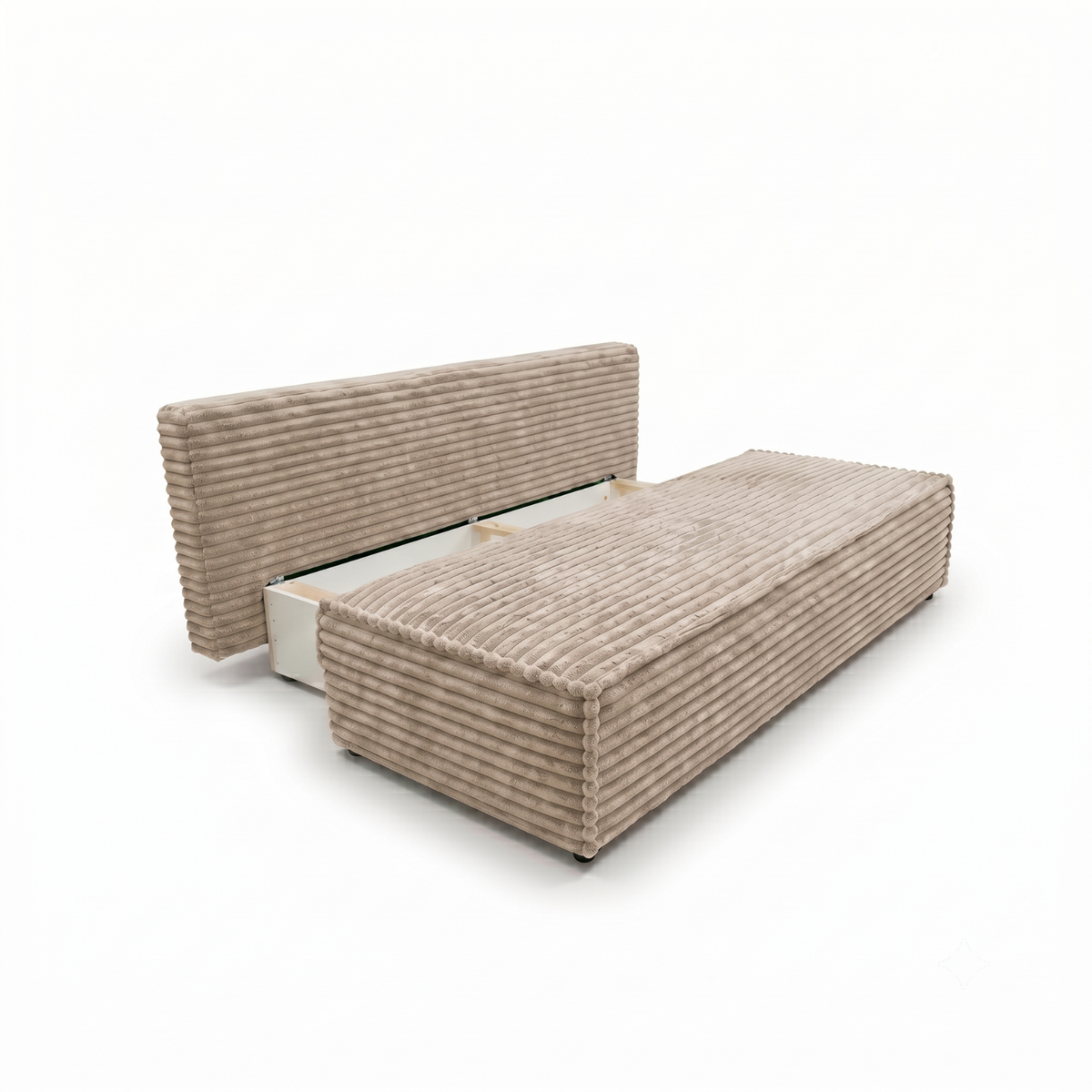 Sofa-lova FORANO – TILIA 03 · Smėlio – atverta patalynės dėžė #spalva_tilia 03 · smėlio