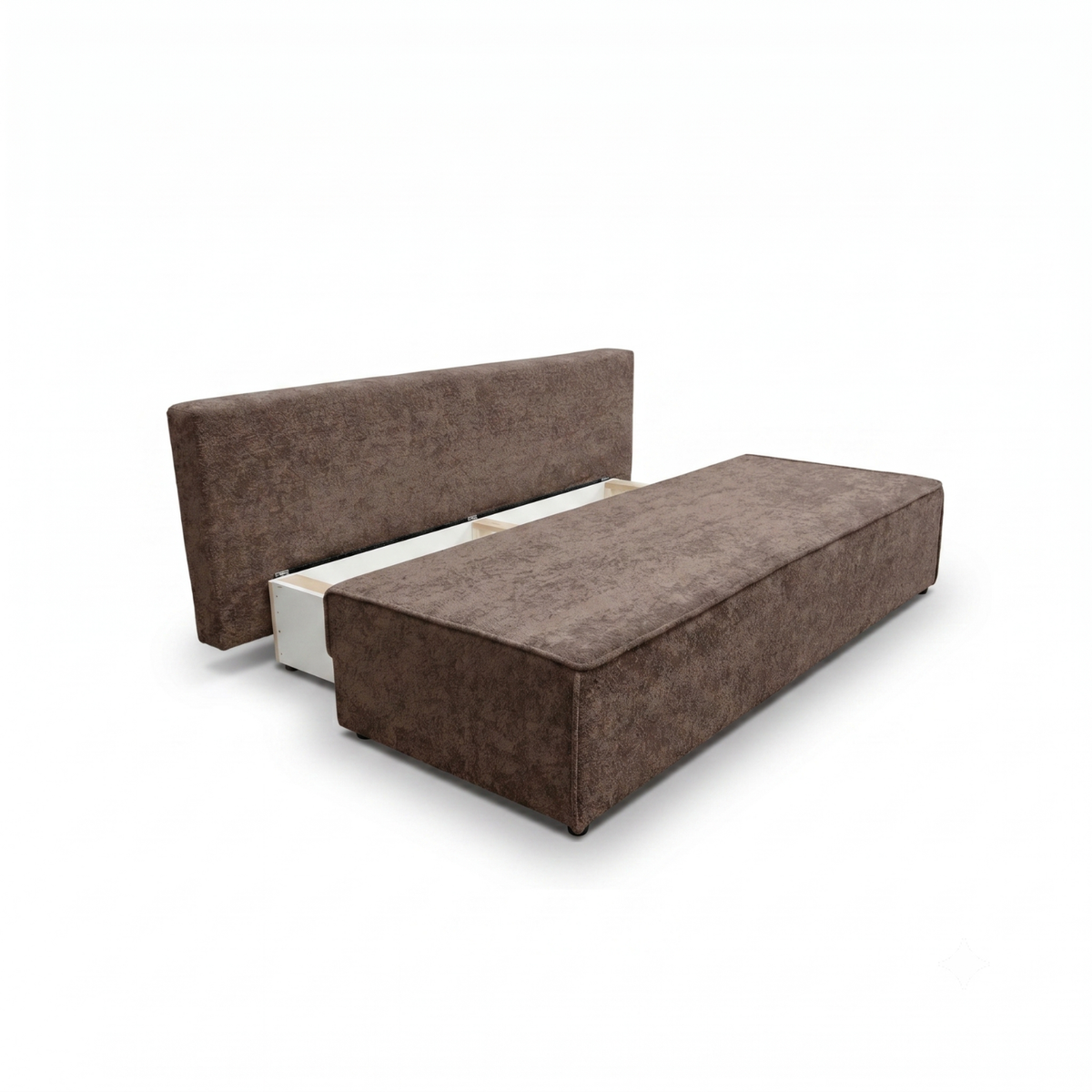 Sofa-lova FORANO – MONTE 28 · Ruda – atverta patalynės dėžė #spalva_monte 28 · ruda