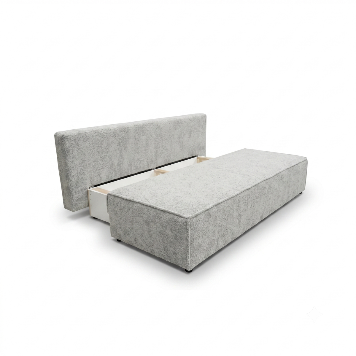 Sofa-lova FORANO – MONTE 84 · Šviesiai pilka – atverta patalynės dėžė #spalva_monte 84 · šviesiai pilka