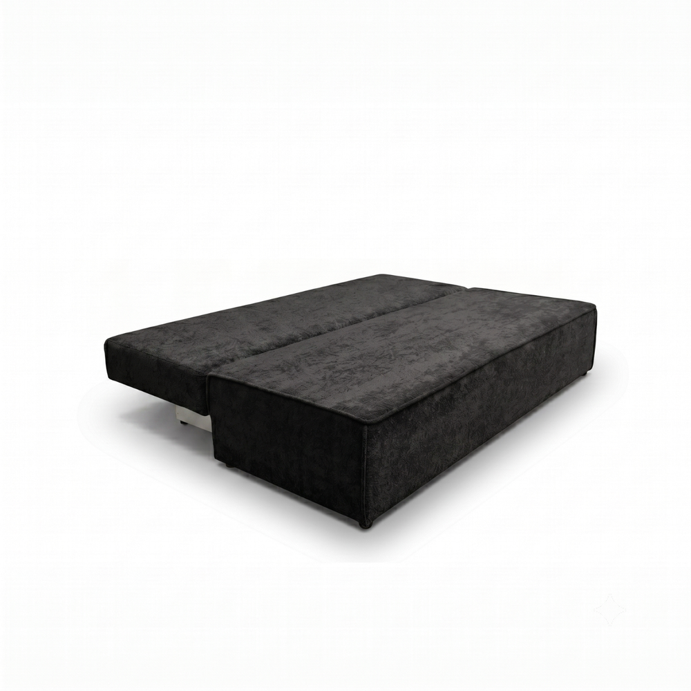 Sofa-lova FORANO – MONTE 99 · Juoda – išskleista miegamoji dalis #spalva_monte 99 · juoda