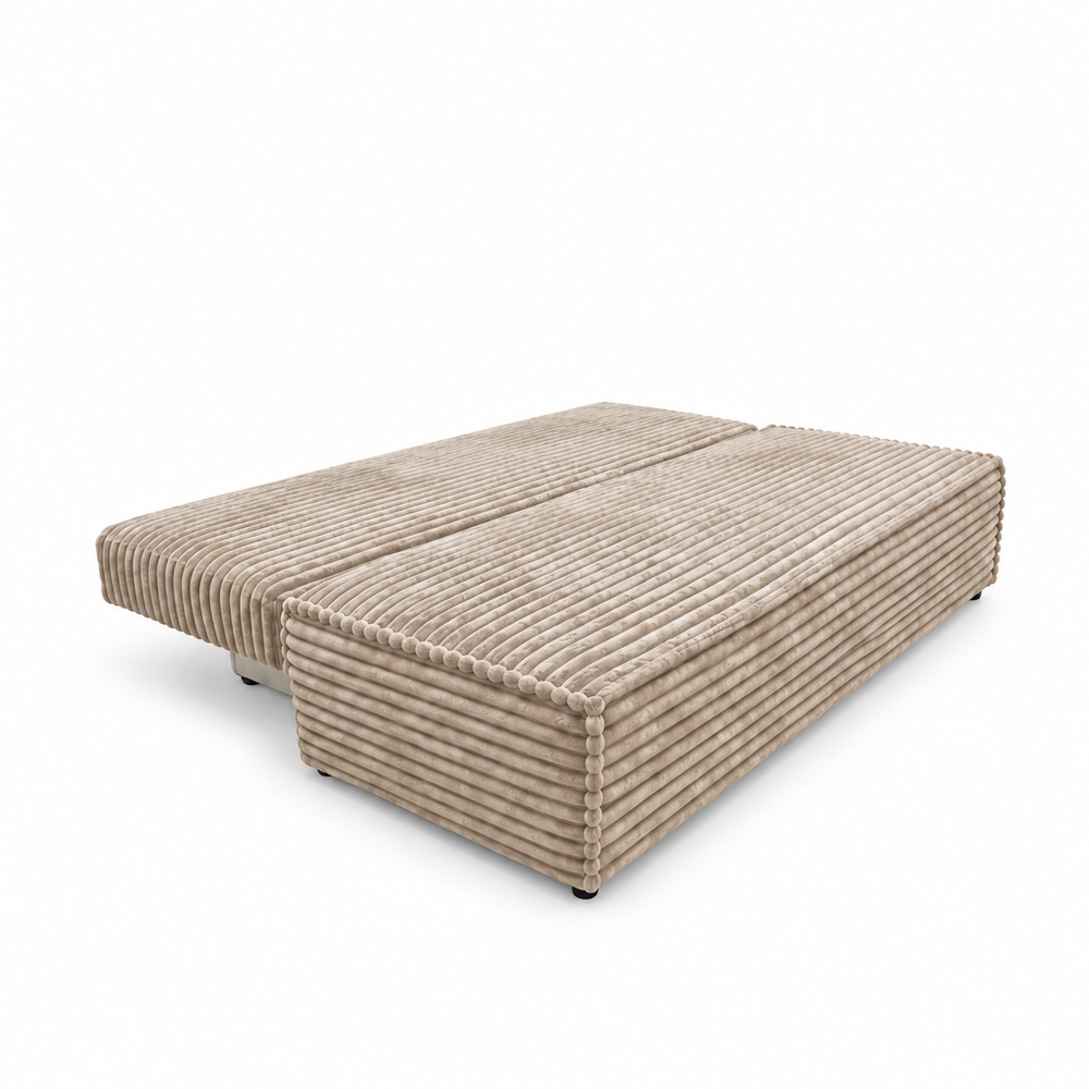 Sofa-lova FORANO – TILIA 03 · Smėlio – išskleista miegamoji dalis #spalva_tilia 03 · smėlio