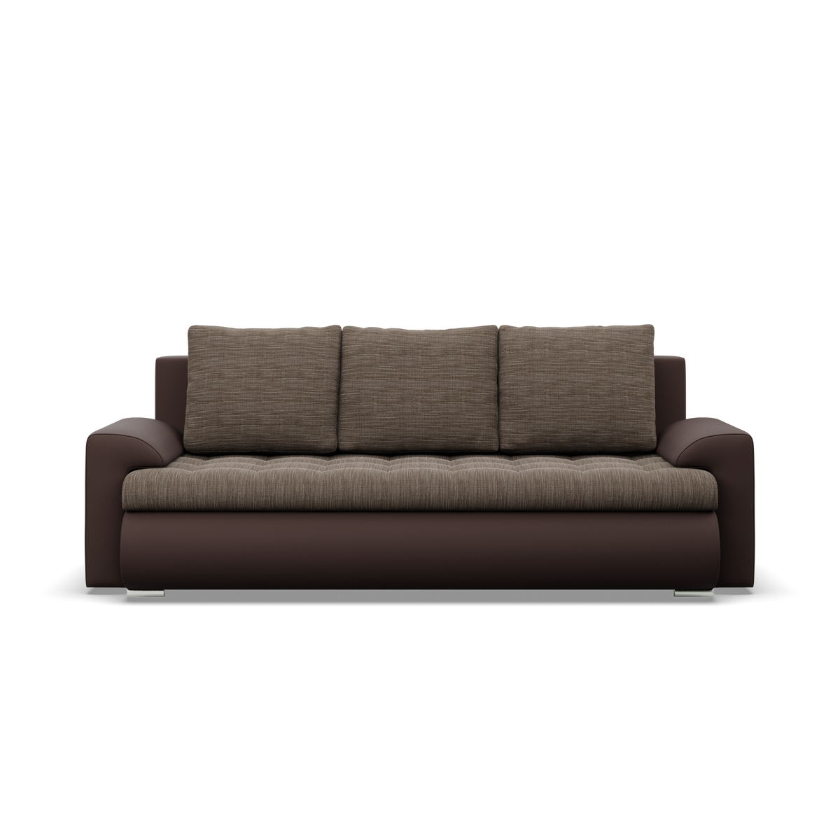 Sofa FORESTA – LAWA 02 + REAL 66 · Ruda + Kapučino – vaizdas iš priekio #spalva_lawa 02 + real 66 · ruda + kapučino