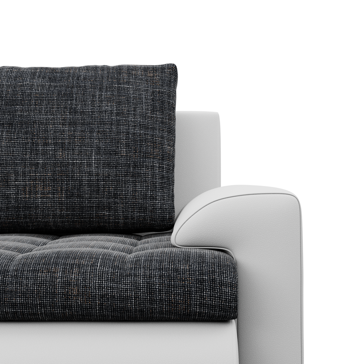 Sofa FORESTA – LAWA 17 + REAL 17 · Pelenų pilka + Balta – apmušalų ir konstrukcijos detalė #spalva_lawa 17 + real 17 · pelenų pilka + balta