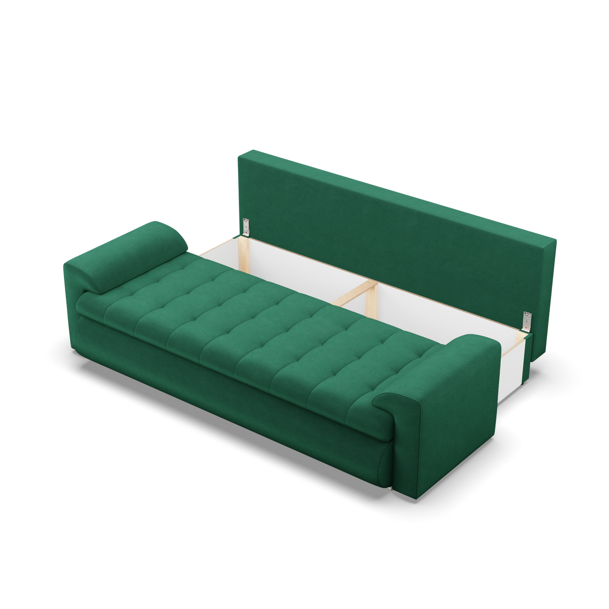 Sofa FORESTA – KRONOS 19 · Butelio žalia – atverta patalynės dėžė #spalva_kronos 19 · butelio žalia