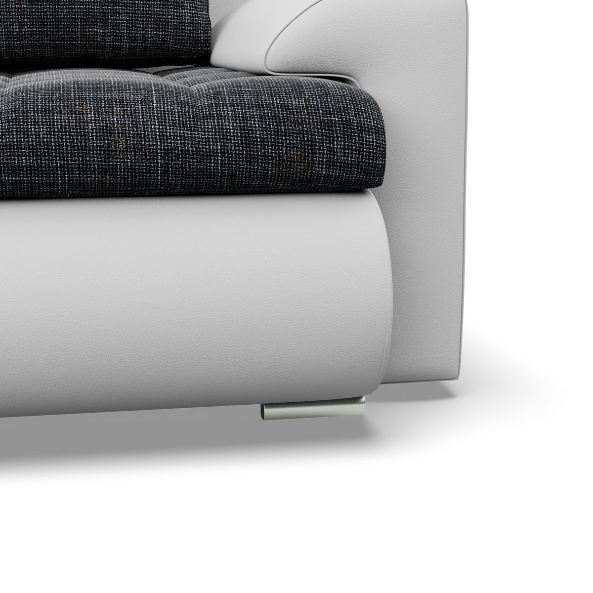 Sofa FORESTA – LAWA 17 + REAL 17 · Pelenų pilka + Balta – apmušalų ir konstrukcijos detalė #spalva_lawa 17 + real 17 · pelenų pilka + balta