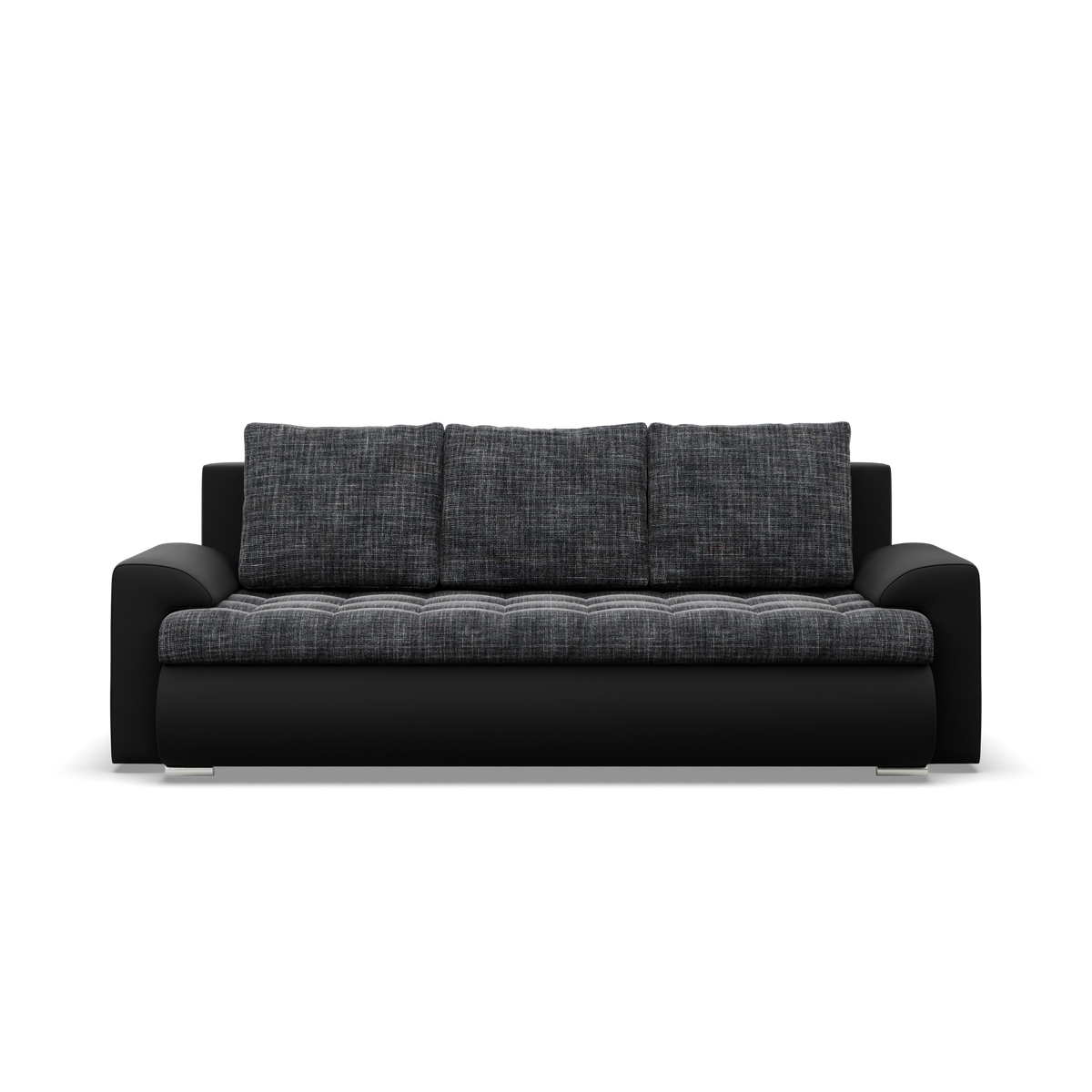 Sofa FORESTA – LAWA 17 + REAL 11 · Pelenų pilka + Juoda – vaizdas iš priekio #spalva_lawa 17 + real 11 · pelenų pilka + juoda