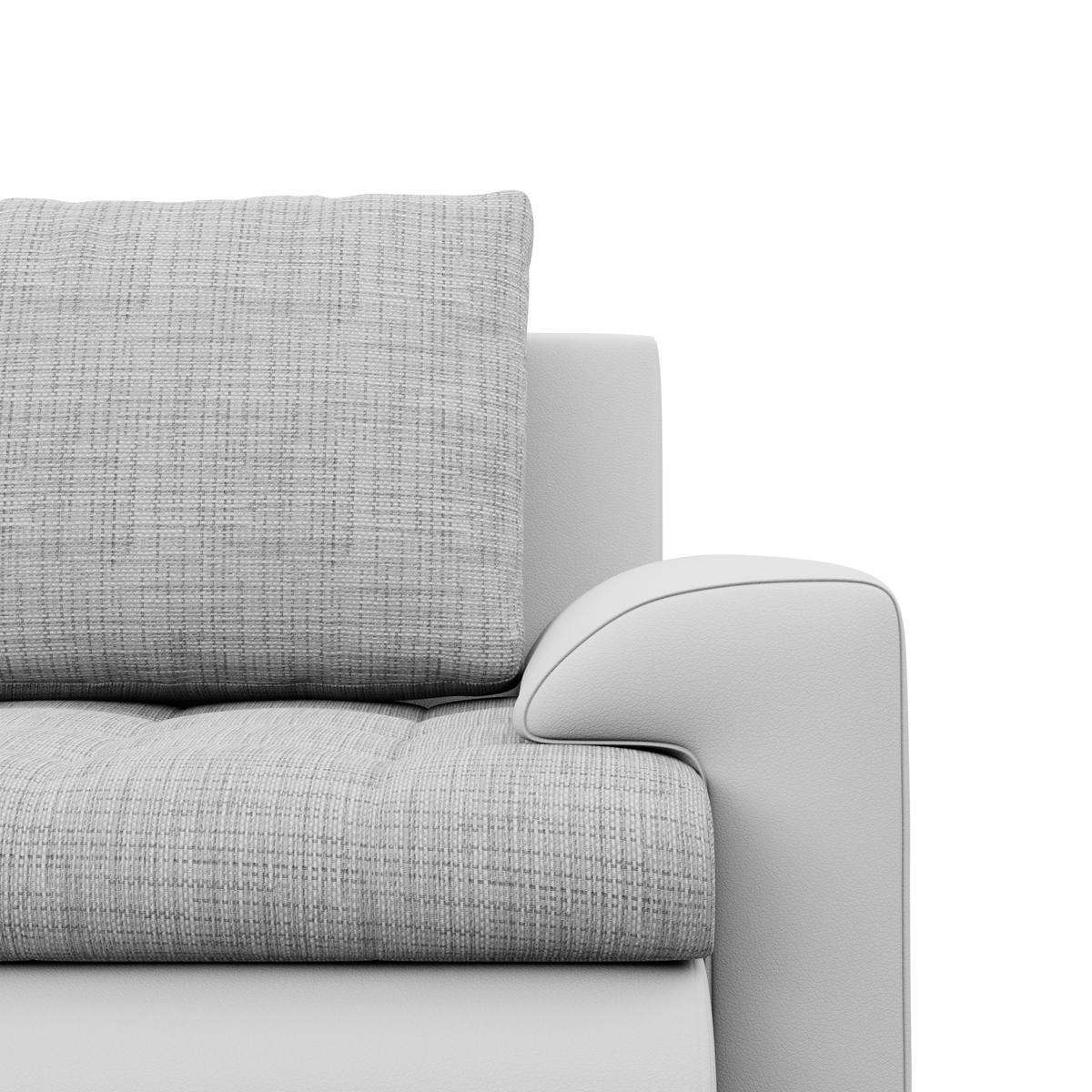 Sofa FORESTA – LAWA 09 + REAL 17 · Pilka + Balta – apmušalų ir konstrukcijos detalė #spalva_lawa 09 + real 17 · pilka + balta