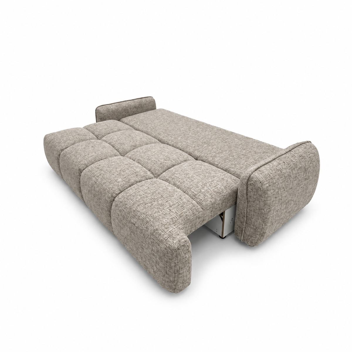 Sofa-lova LOBINO – BELLA 55 · Tamsiai smėlio – išskleista miegamoji dalis #spalva_bella 55 · tamsiai smėlio