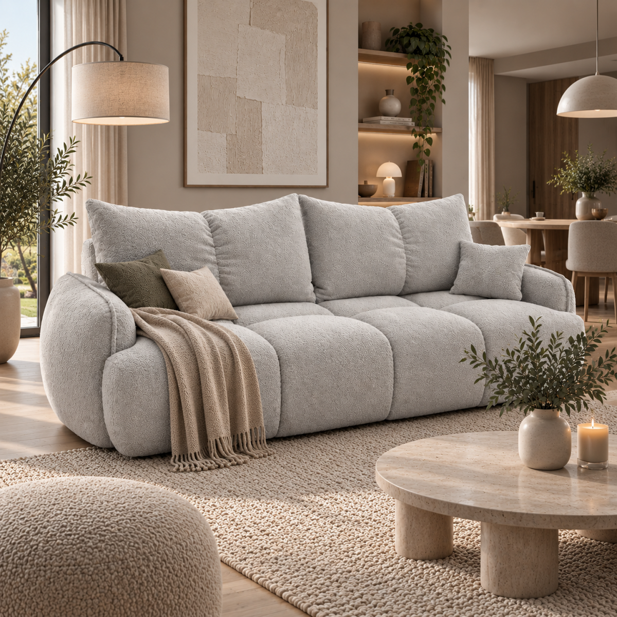 Sofa-lova LOBINO – CORAL 75 · Šviesiai pilka – sofa interjere #spalva_coral 75 · šviesiai pilka
