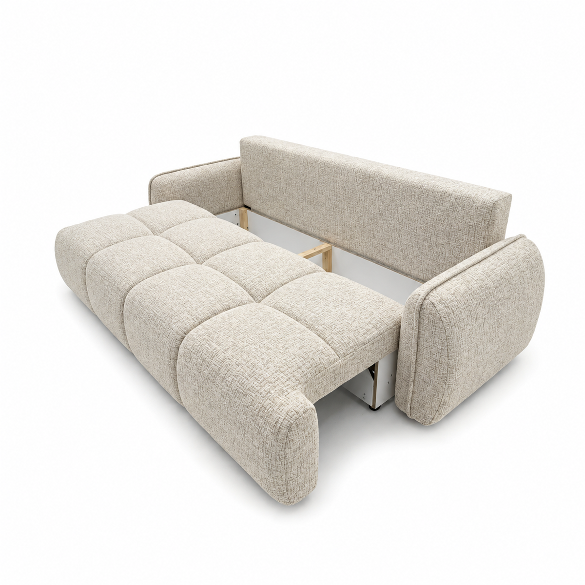 Sofa-lova LOBINO – BELLA 05 · Smėlio – atverta patalynės dėžė #spalva_bella 05 · smėlio