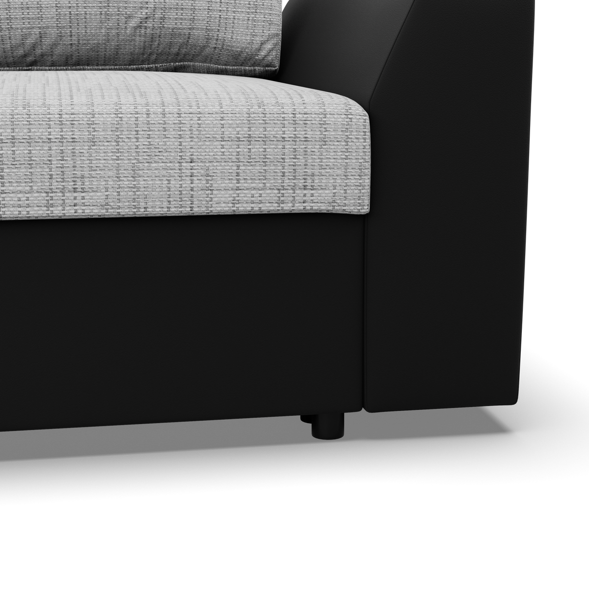 Sofa-lova LUGO – LAWA 09 + REAL 11 · Pilka + Juoda – apmušalų ir konstrukcijos detalė #spalva_lawa 09 + real 11 · pilka + juoda