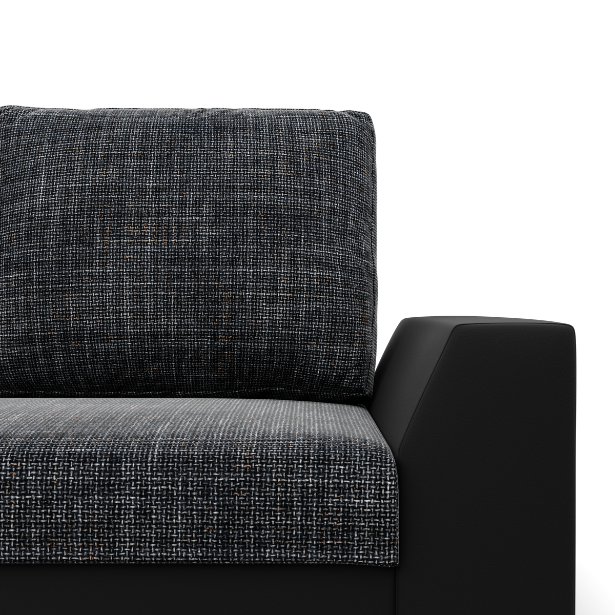 Sofa-lova LUGO – LAWA 17 + REAL 11 · Pelenų pilka + Juoda – apmušalų ir konstrukcijos detalė #spalva_lawa 17 + real 11 · pelenų pilka + juoda