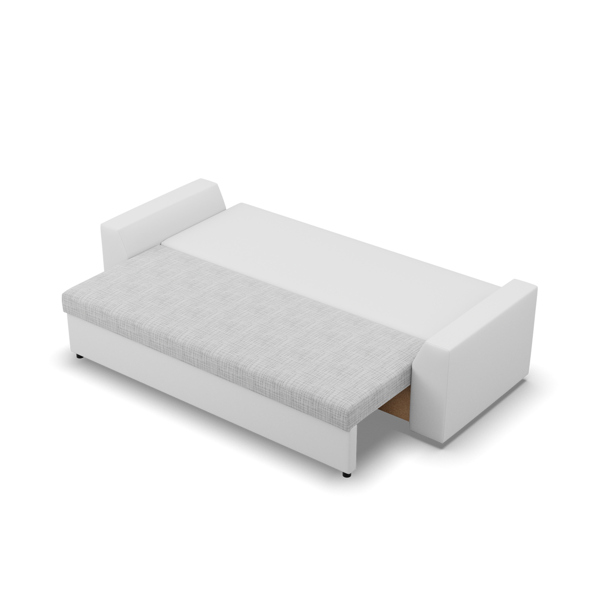 Sofa-lova LUGO – LAWA 09 + REAL 17 · Pilka + Balta – išskleista miegamoji dalis #spalva_lawa 09 + real 17 · pilka + balta