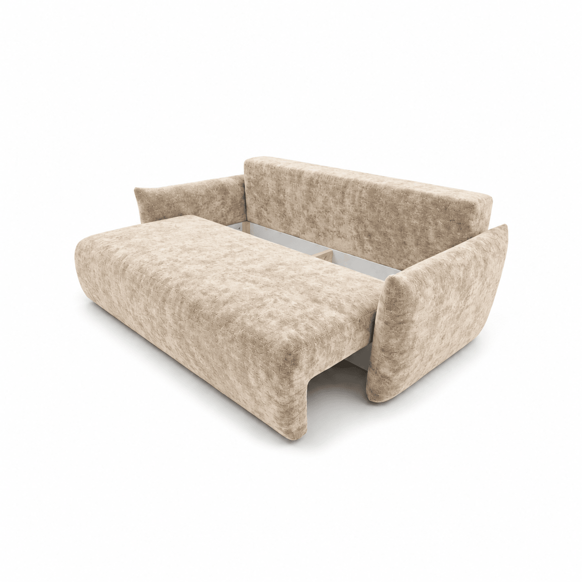 Sofa lova MELO – LUMO 55 · Smėlio – atverta patalynės dėžė #spalva_lumo 55 · smėlio