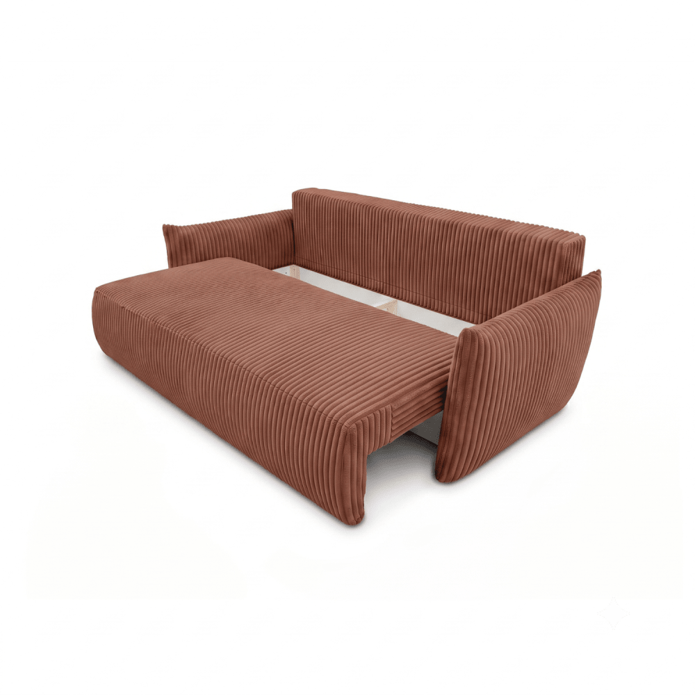Sofa lova MELO – TILIA 52 · Vario – atverta patalynės dėžė #spalva_tilia 52 · vario