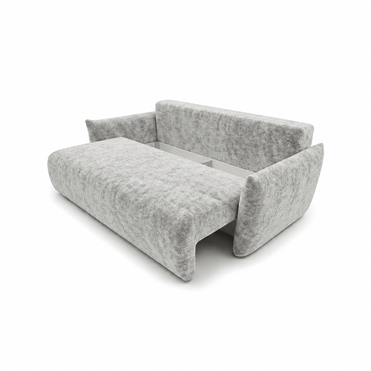 Sofa lova MELO – LUMO 65 · Šviesiai pilka – atverta patalynės dėžė #spalva_lumo 65 · šviesiai pilka