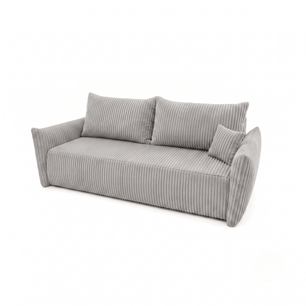 Sofa lova MELO – TILIA 86 · Šviesiai pilka – bendras vaizdas kitu kampu #spalva_tilia 86 · šviesiai pilka