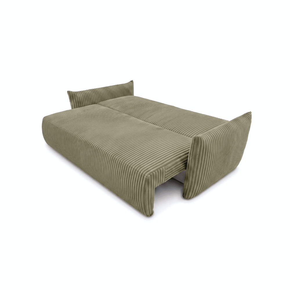 Sofa lova MELO – TILIA 37 · Žalia – išskleista miegamoji dalis #spalva_tilia 37 · žalia