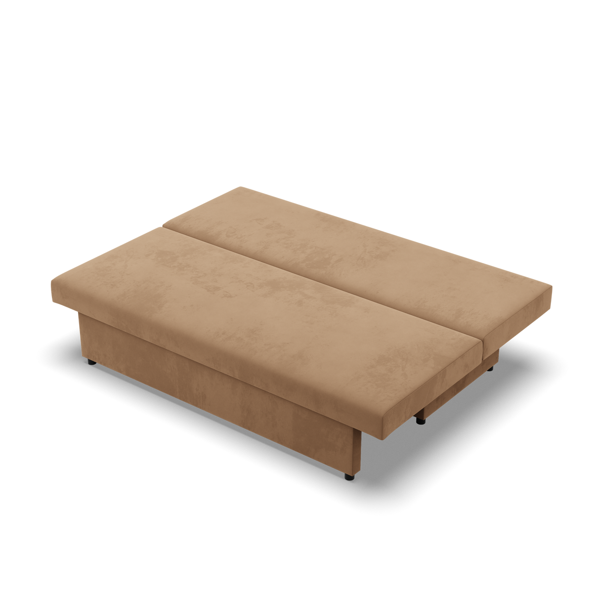 Sofa-lova NOLA – MIKRO 48 · Kapučino – išskleista miegamoji dalis #spalva_mikro 48 · kapučino