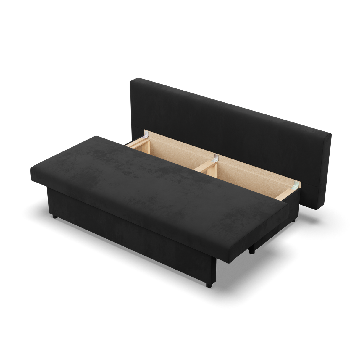 Sofa-lova NOLA – MIKRO 15 · Juoda – atverta patalynės dėžė #spalva_mikro 15 · juoda