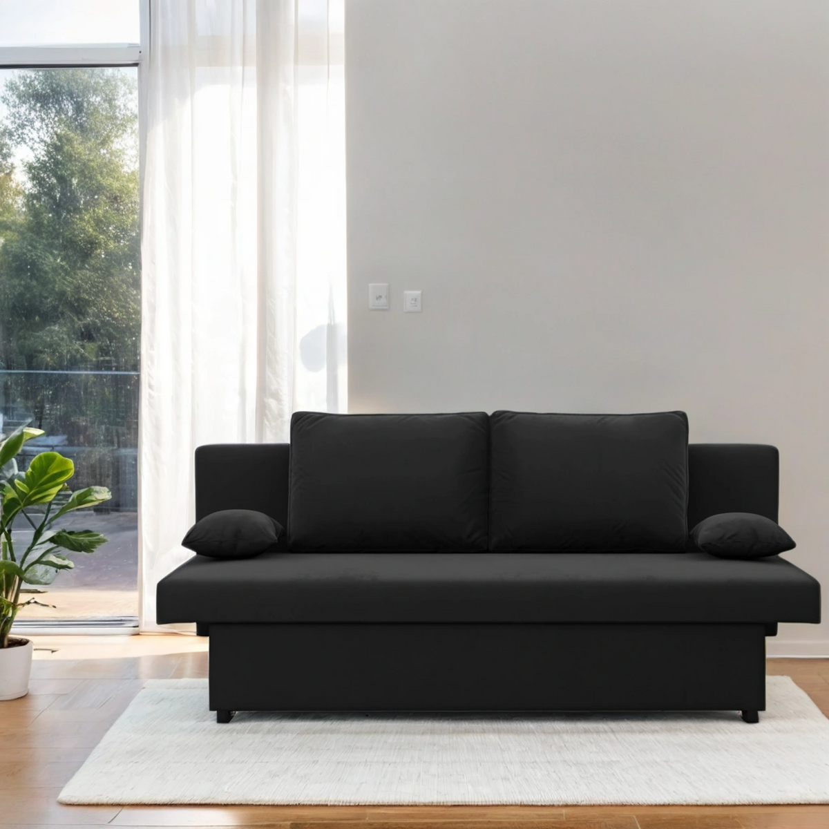 Sofa-lova NOLA – MIKRO 15 · Juoda – sofa interjere #spalva_mikro 15 · juoda
