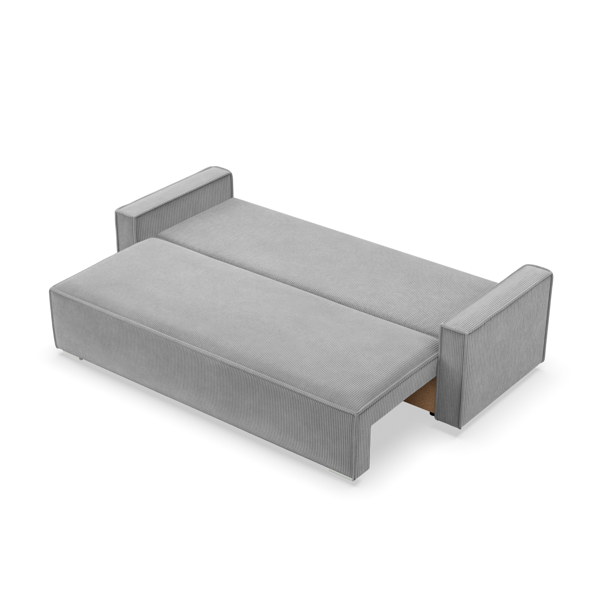 Sofa-lova NOTO – POSO 055 · Šviesiai pilka – išskleista miegamoji dalis #spalva_poso 055 · šviesiai pilka